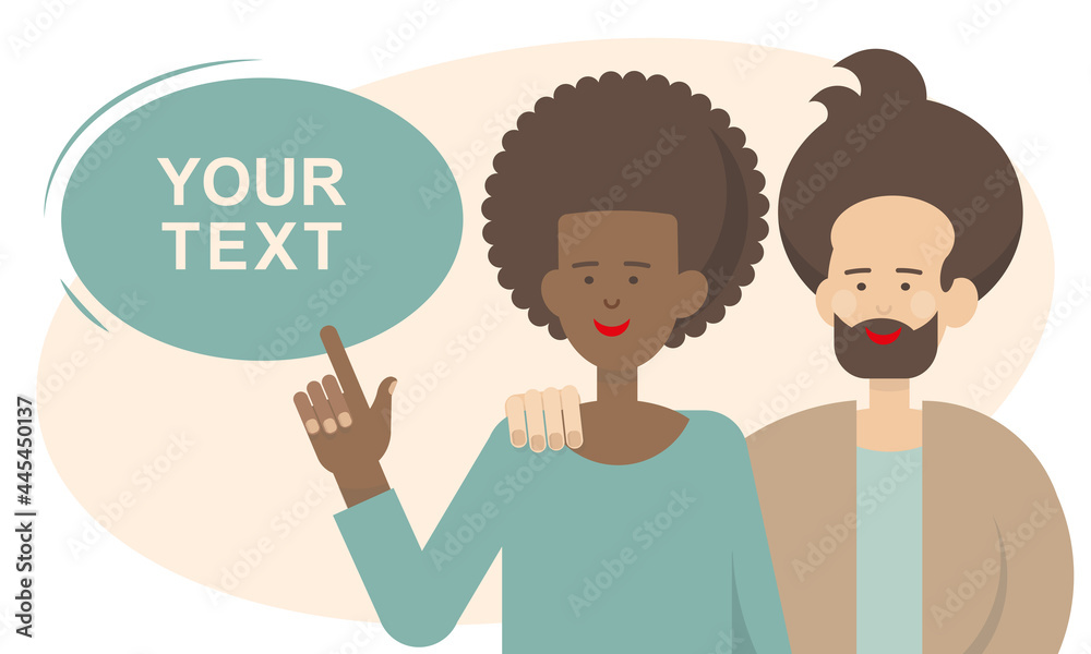 Two men. LGBT. Bubble for text. Information banner. Vector image. Concept. Two men. LGBT. Bubble for text. Information banner. Vector image. Concept.