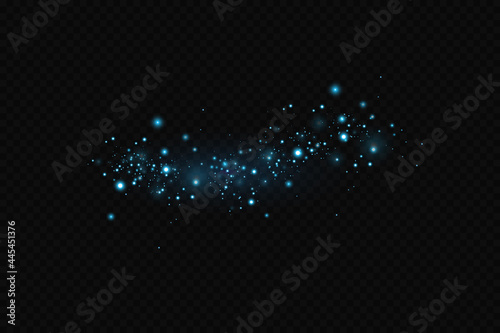 Bright blue sparkling particles. Background decoration.
