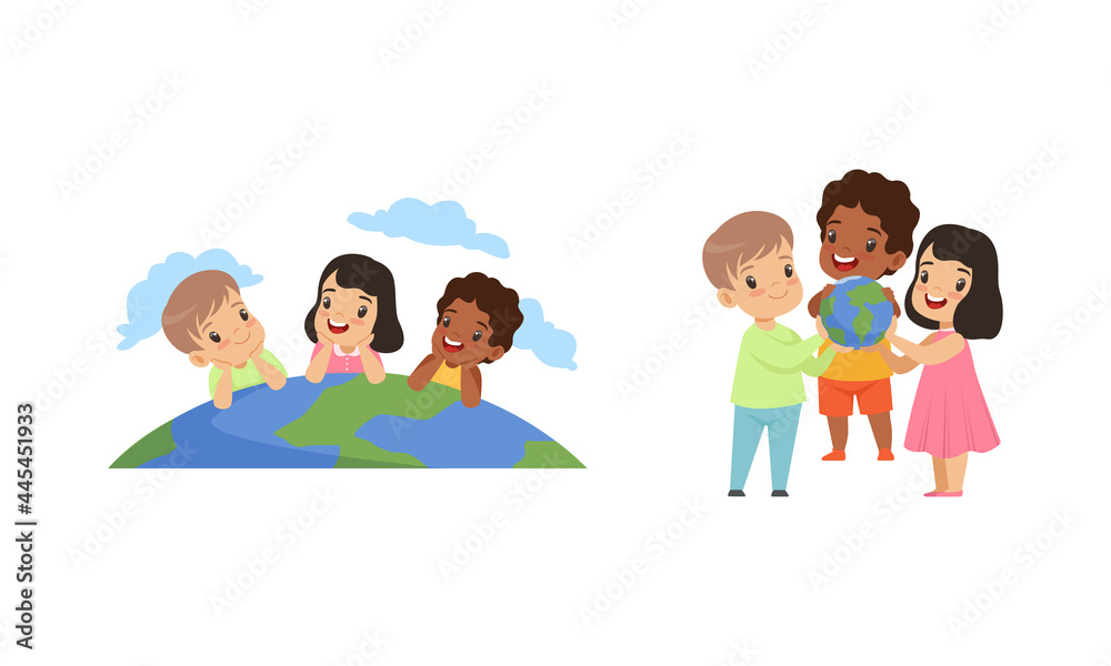 Happy Multicultural Kids Having Fun Together, International Friendship Day, Unity, Earth Planet Protection Cartoon Vector Illustration Happy Multicultural Kids Having Fun Together, International Friendship Day, Unity, Earth Planet Protection Cartoon Vector Illustration