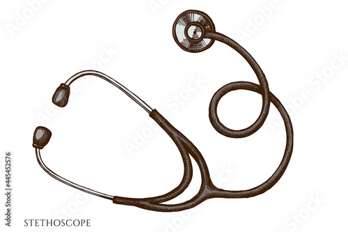 Vector set of hand drawn colored stethoscope