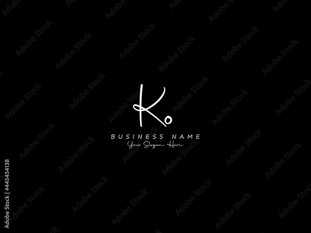 Letter KO Logo, signature ko logo icon vector image design for business - obrazy, fototapety, plakaty 