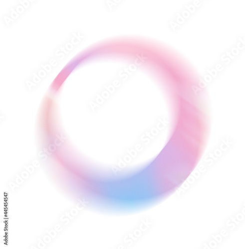 Grainy gradient round shape. Abstract Neon textured pastel pink, blue and purple noise geometric shape on white.