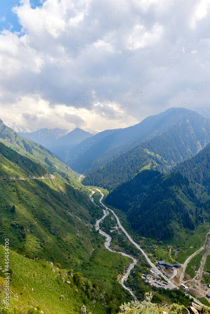 view of the mountain gorge with the river and the road