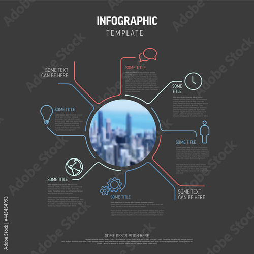 Vector Infographic schema template with big circle photo
