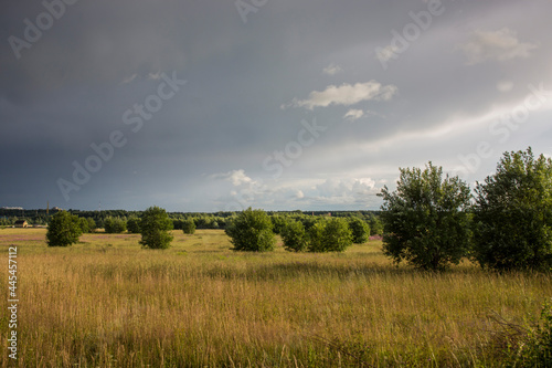 Obraz na płótnie landscape with majestic beautiful dramatic pre-threatening sky. Cloudy sky w salonie