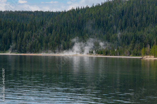 A geyser on the shore of Yellowstone Lake