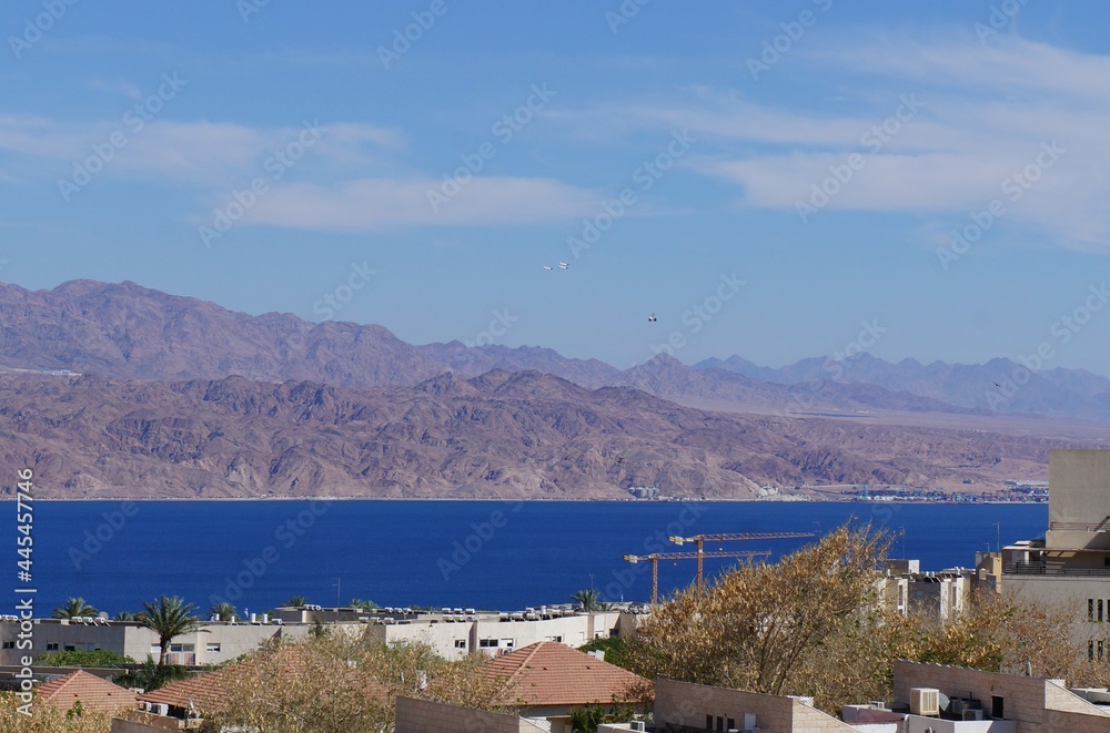 Aerial independence parade upon Eilat, Israel