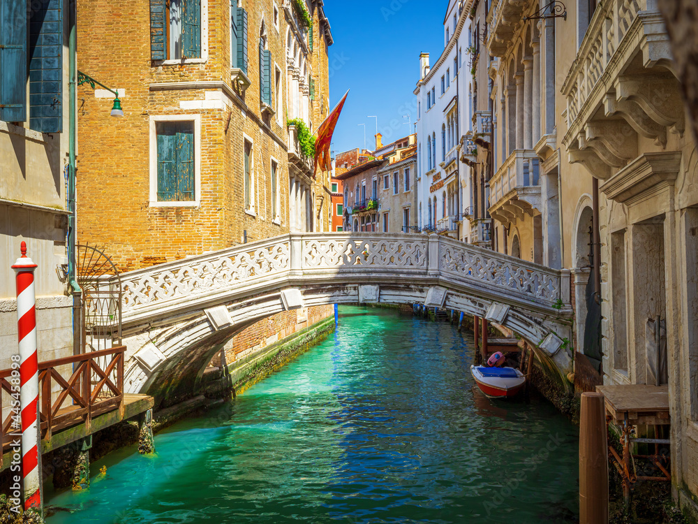 Venice City Shape with the water canal and the colored house facades