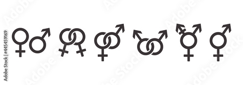 Gender symbols icon set, sexual orientation symbol collection. Vector illustration