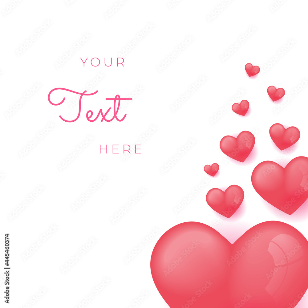 Universal creative greeting card background with love heart 3d balloon shapes