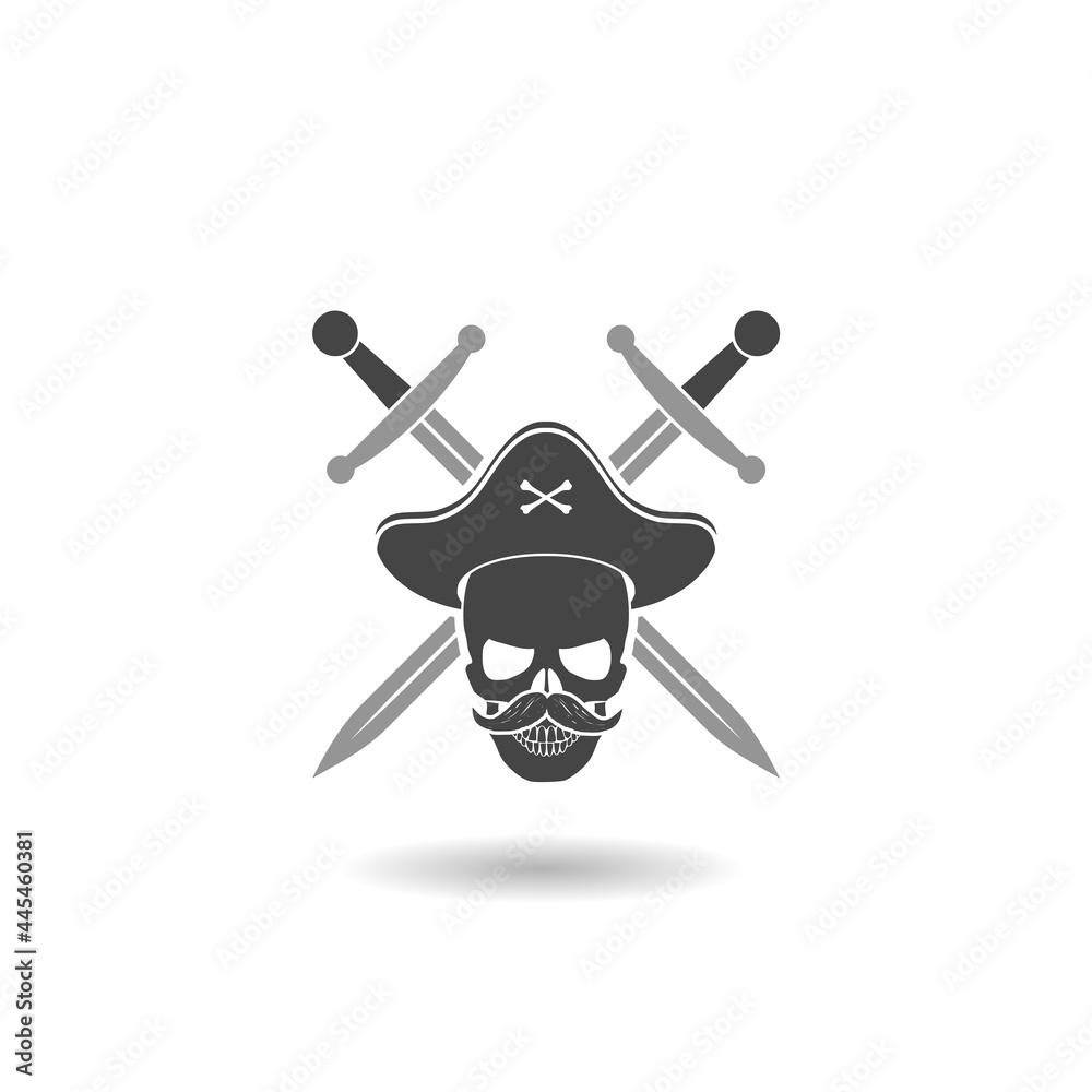 Simple pirate icon with shadow