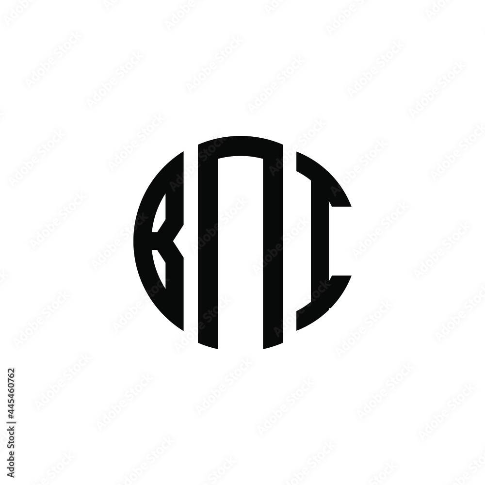 BNI letter logo design. BNI letter in circle shape. BNI Creative three