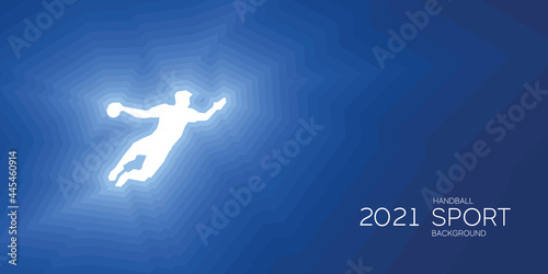 Handball sport shining silhouette 2021 new abstract modern blue background banner