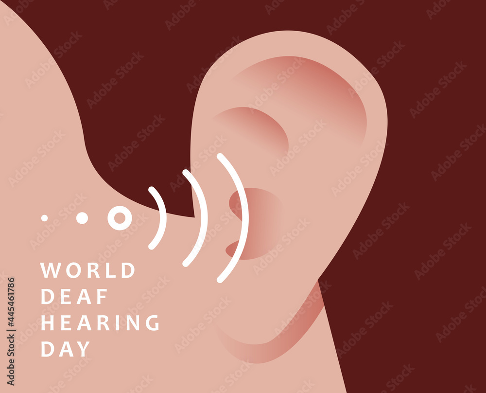 World deaf hearing day background vector illustration. Ear and sound. Hearing problems World deaf hearing day background vector illustration. Ear and sound. Hearing problems