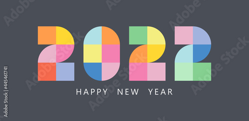 Happy new year 2022 vector illustration. Colorful design, trendy style, 2022 calendar
