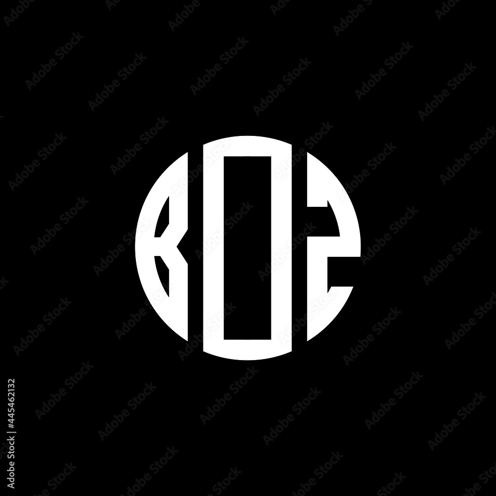 BOZ letter logo design. BOZ letter in circle shape. BOZ Creative three letter logo. Logo with