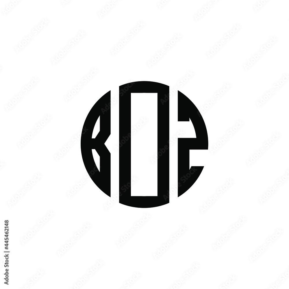 BOZ letter logo design. BOZ letter in circle shape. BOZ Creative three letter logo. Logo with