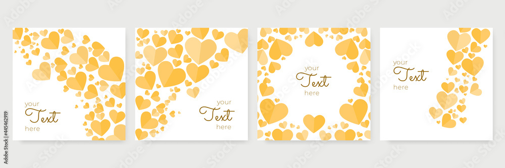 Set of Valentine's day Balloon with confetti Vector illustration. Gold, yellow white flying hearts isolated on transparent background. Vector illustration. Paper cut decorations for Valentine's day