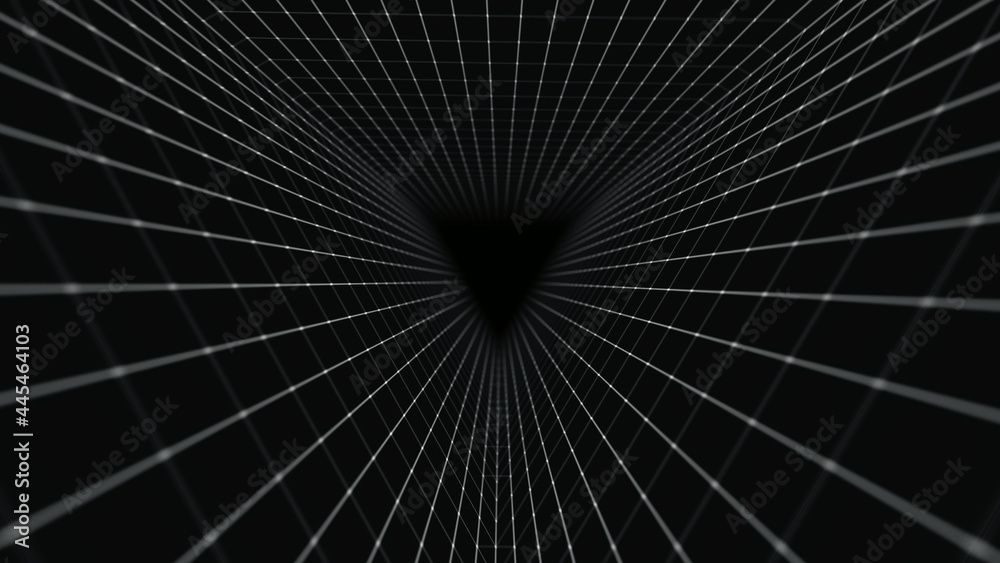 Travel through abstract Plexus tunnel. Dots and lines connection Travel through abstract Plexus tunnel. Dots and lines connection