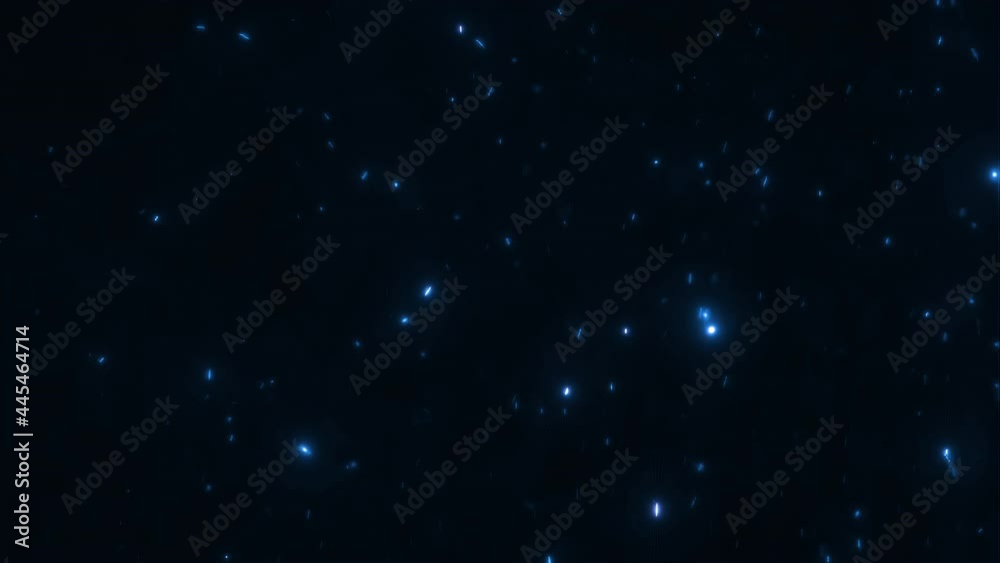 Blue silver shimmering abstract energy particles loop background. Concept 3D animation overlay of rising and floating futuristic artificial intelligence quantum nanotechnology robots swirling in space