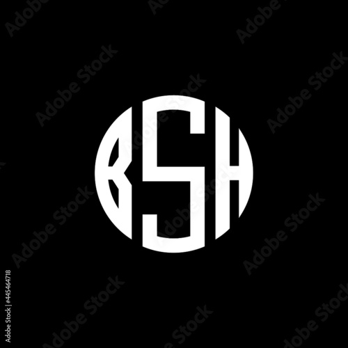 BSH letter logo design. BSH letter in circle shape. BSH Creative three letter logo. Logo with three letters. BSH circle logo. BSH letter vector design logo  photo