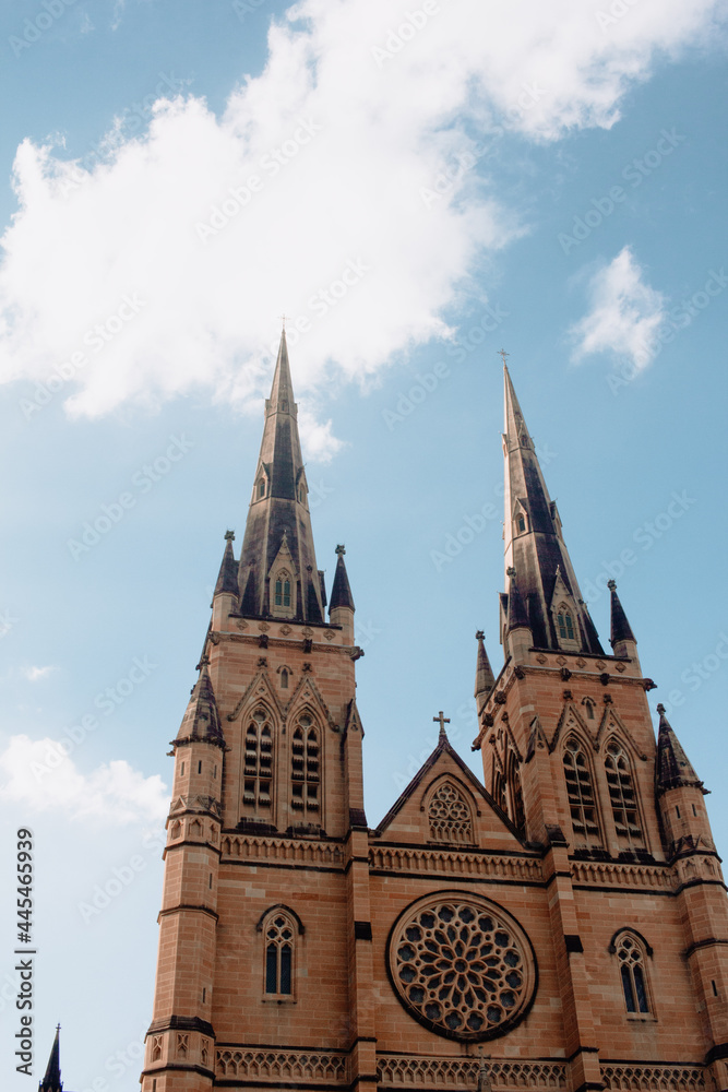 St. Mary's Cathedral with tourists in Sydney NSW Australia