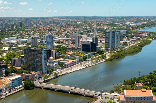 Recife, Pernambuco, Brazil on March 10, 2010. Downtown with the Capibaribe River highlighted. © Cacio Murilo