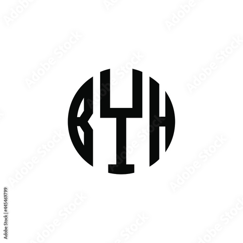 BYH letter logo design. BYH letter in circle shape. BYH Creative three letter logo. Logo with three letters. BYH circle logo. BYH letter vector design logo  photo