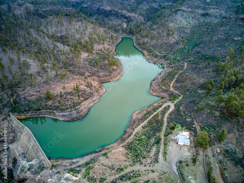 Foto a√©rea con dron de la presa del Mulato en Gran Canaria, Canarias. photo