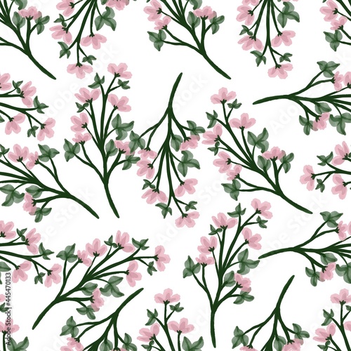 seamless pattern of pink wild flower for fabric design
