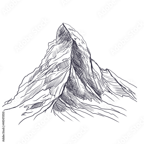 Alpy Rysunek ręcznie rysowany. Widok na górę Matterhorn photo