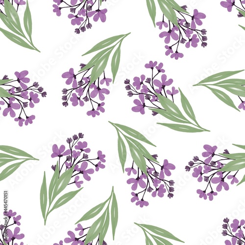 seamless pattern of purple flower bouquet for fabric and background design
