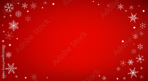 Red Christmas background with snowflakes. Holiday art. Winter design. Vector illustration.
