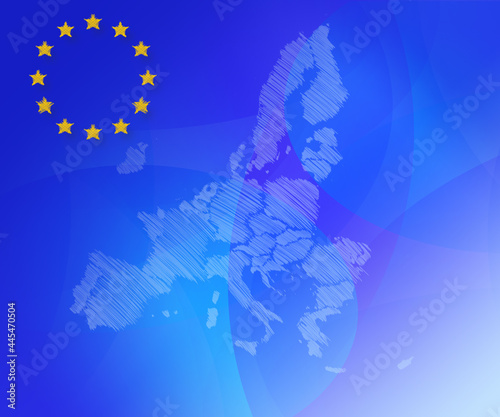 Obraz na płótnie Background image with media screen Diagrams and graphs. In the background is the outline of the Union of Europe w salonie