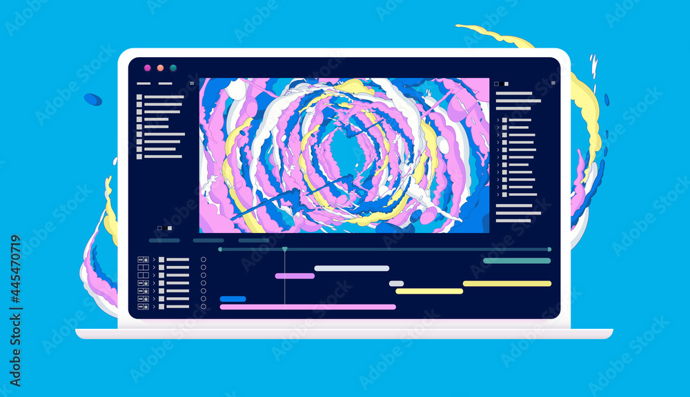 Animation software on computer screen - Laptop with application used to  animate and create motion design. Vector illustration Stock Vector | Adobe  Stock