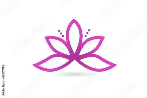 Logo beautiful pink lotus flower isolated on white background icon vector image graphic illustration background template