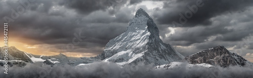 panoramic view to the majestic Matterhorn mountain