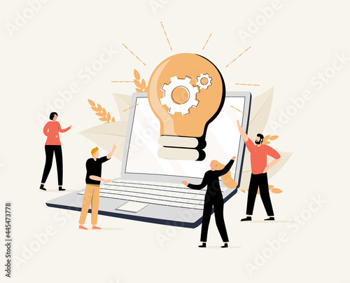 Cooperation and teamwork abstract concept vector illustration set. Crowdfunding and partnership, new idea generation.
