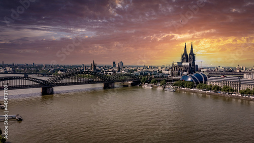 The bridges over River Rhine in Cologne - COLOGNE  GERMANY - JUNE 25  2021