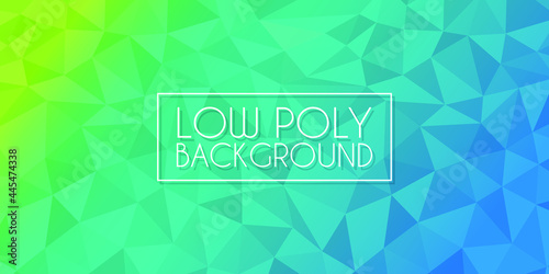 Green Low Poly Abstract Geometric Dynamic Textured. Polygon Banner Background. Colorful Shape Composition.