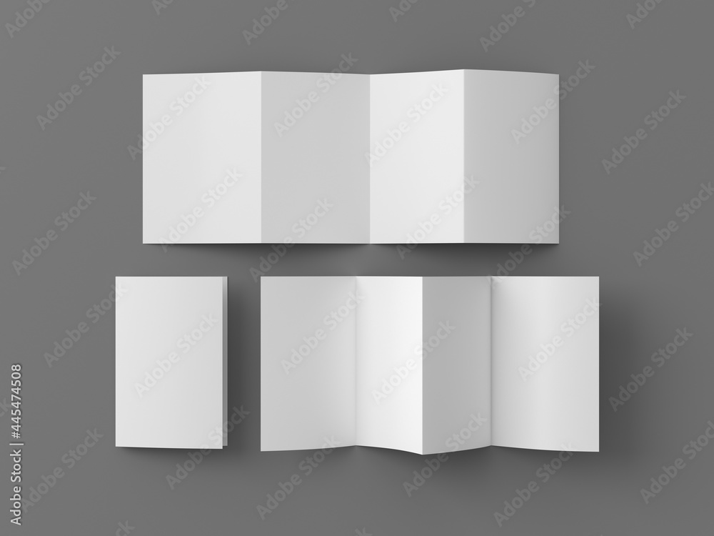 Vertical Page Zigzag Or Accordion Fold Brochure. Four Panels, Eight Pages  Blank Leaflet. Mock Up On Gray Background For Presentation Design. Folded,  Front And Back Side.. Illustration Stock | Adobe Stock