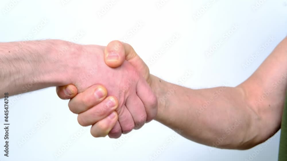 female and male hands of Europeans on a white background, closeup palms of people, greet each other, business concept, meeting old friends