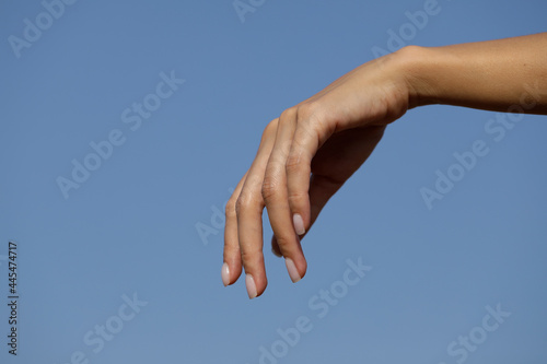 hands in the sky. Love concept. Sky background. Gesture. Finger © Erika