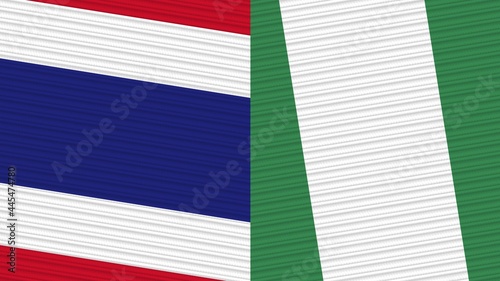 Nigeria and Thailand Two Half Flags Together Fabric Texture Illustration