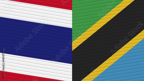 Tanzania and Thailand Two Half Flags Together Fabric Texture Illustration