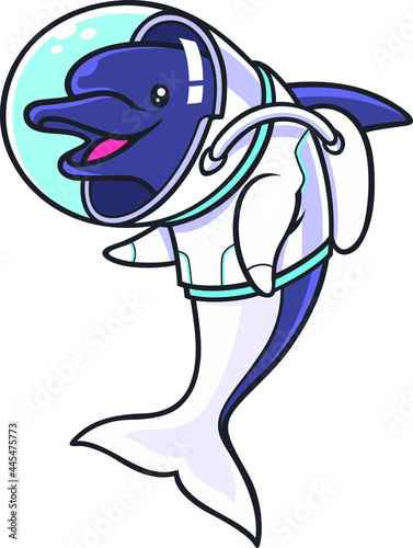A Dolphin in Astronaut Costume Cartoon Character Design