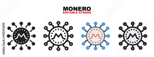 Monero icon with cryptocurrency collection. Icons are designed in full color, outline, flat, glyphs and lines. Perfectly editable strokes and pixels. Works for web, mobile, ui and more.