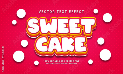 Sweet cake editable text effect with sweet food menu theme