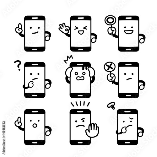 スマホのキャラクターの喜怒哀楽に関する表情セット