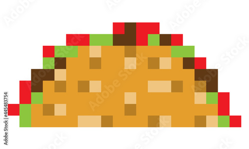 Taco pixel art icon concept illustration mexican food